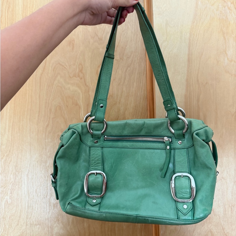Vintage Green Handbag with Silver Accents